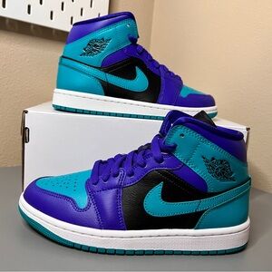 Nike Air Jordan 1 Mid Purple/Teal Sneakers